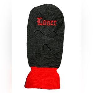 Two-tone, red and black lover balaclava